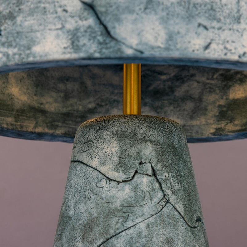 【Mullan】アイルランド「Seville-Ceramic Mid-Century Modern」テーブルライト 3灯ブルーアース（D280×H400mm）