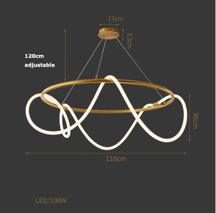 チューブ照明 LEDペンダントライト ゴールド（Φ600／Φ800／Φ1100×H300mm）