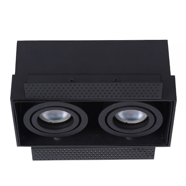 【LUCIDE】ベルギー デザイン照明 シーリングライト「TRIMLESS」Black 2灯（W185×D157×H90mm）