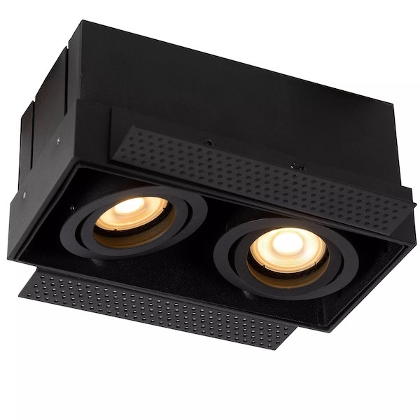 【LUCIDE】ベルギー デザイン照明 シーリングライト「TRIMLESS」Black 2灯（W185×D157×H90mm）