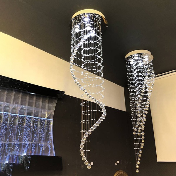 デザイン照明　クリスタルシーリングシャンデリア　4灯　クローム（φ400×H1400mm）