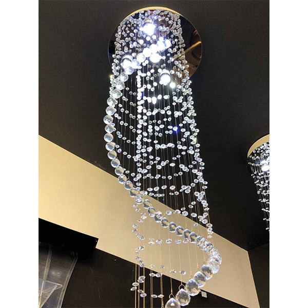 デザイン照明　クリスタルシーリングシャンデリア　4灯　クローム（φ400×H1400mm）