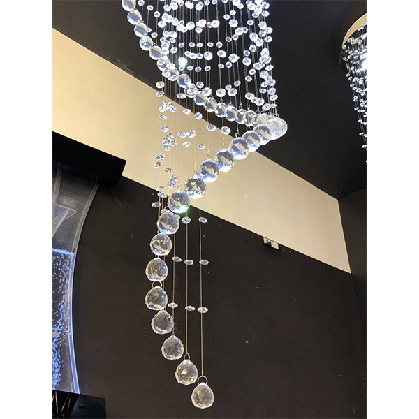 デザイン照明　クリスタルシーリングシャンデリア　4灯　クローム（φ400×H1400mm）