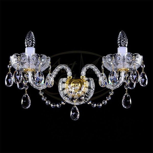 【ART GLASS】クリスタルブラケット 2灯(W340×H250mm)