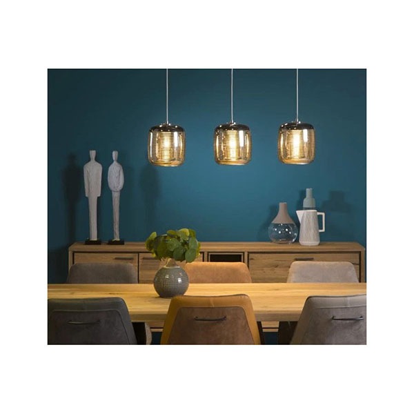 【LUCIDE】ベルギー ペンダントライト「ERYN」Silver 3灯(W880×D200×H100mm)