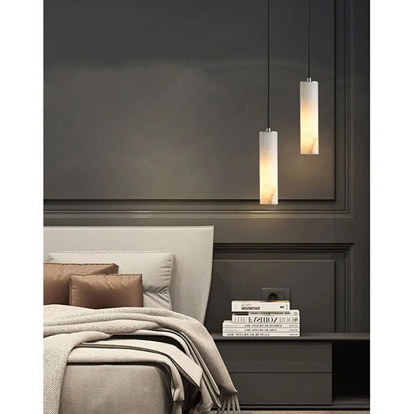 インテリア照明 大理石シェード LEDペンダントライト 7灯 ホワイト