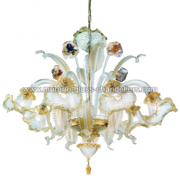 【MURANO GLASS CHANDELIERS】イタリア・ヴェネチアンガラスシャンデリア6灯「CANAL GRANDE」(W800×H800mm)