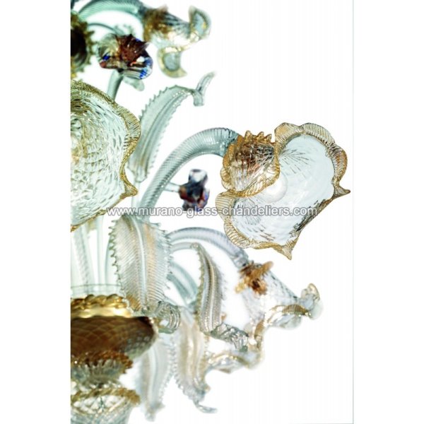 【MURANO GLASS CHANDELIERS】イタリア・ヴェネチアンガラスシャンデリア6灯「CANAL GRANDE」(W800×H800mm)