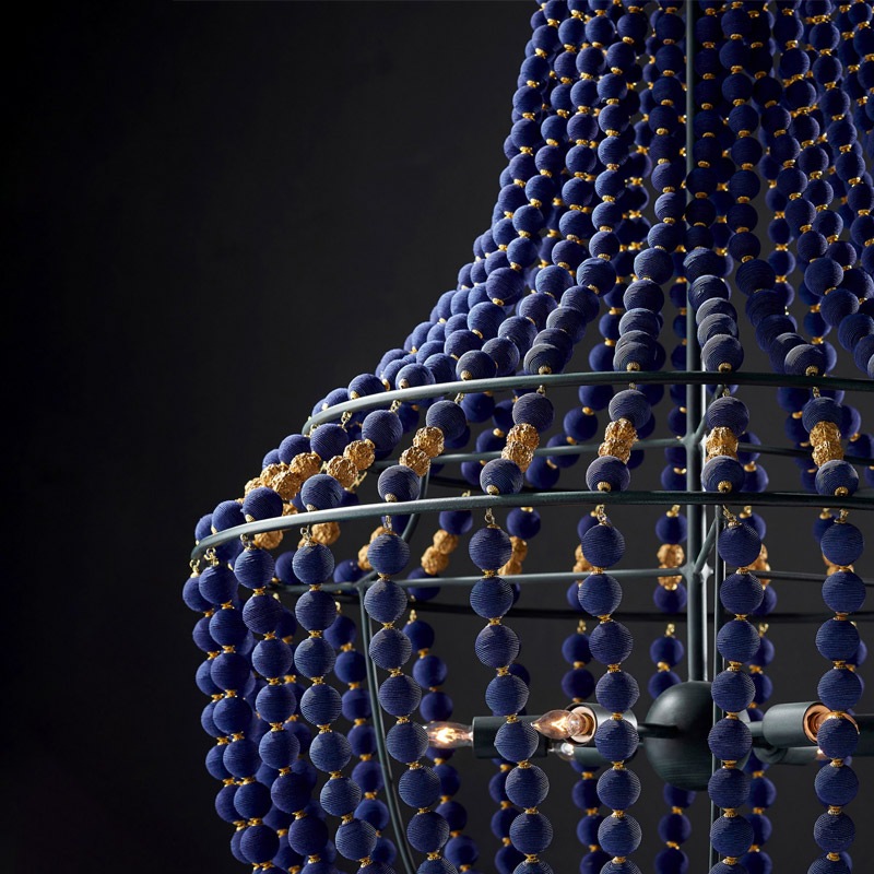 【CURREY】アメリカ・シャンデリア 6灯「Penelope」ブルー(φ685×H1092mm)