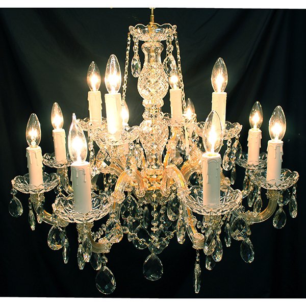 【LA LUCE】マリアテレサ型 チャイニーズクリスタルシャンデリア 12灯 (W650×H550mm)