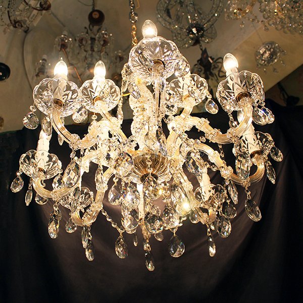 【LA LUCE】マリアテレサ型 チャイニーズクリスタルシャンデリア 12灯 (W650×H550mm)