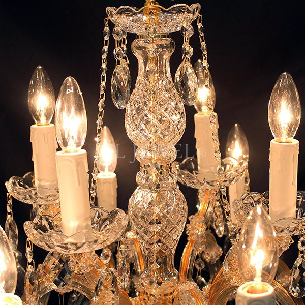 【LA LUCE】マリアテレサ型 チャイニーズクリスタルシャンデリア 12灯 (W650×H550mm)
