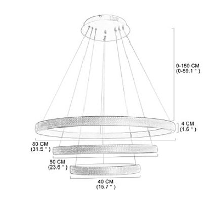 【CONTRACTED LED】デザイン照明フープ型シャンデリア3連・ゴールド(φ800mm)