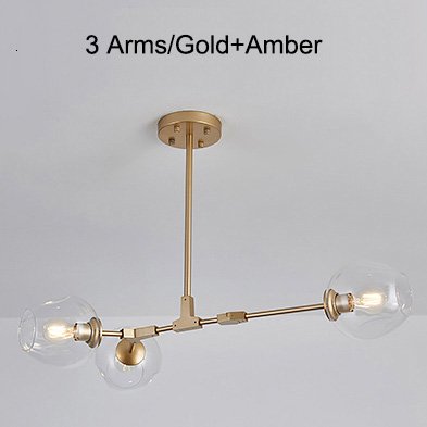 ガラスシェードペンダントライト3灯・ゴールドorブラック（L880×W500×H690mm)