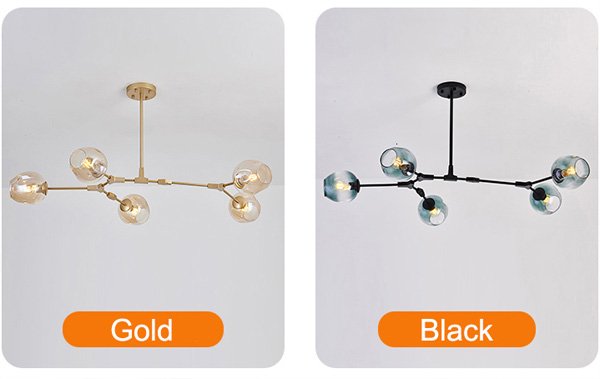 ガラスシェードペンダントライト3灯・ゴールドorブラック（L880×W500×H690mm)