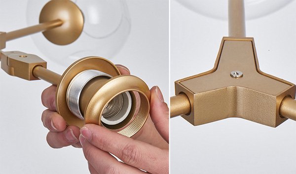 ガラスシェードペンダントライト3灯・ゴールドorブラック（L880×W500×H690mm)