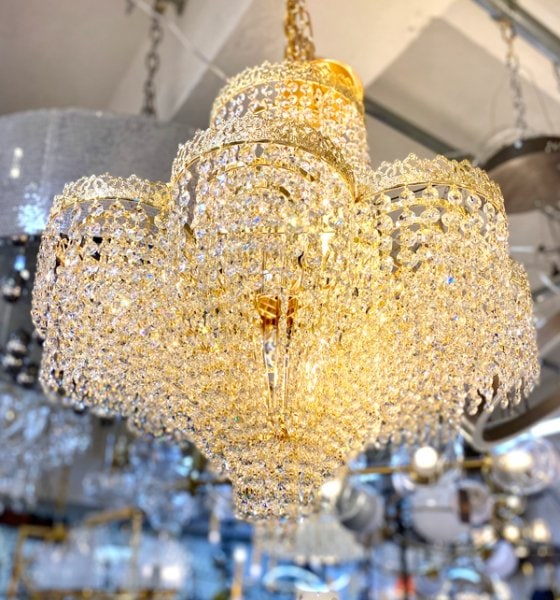 クリスタルゴールドシャンデリア 8灯 シャンデリア 照明 LED 8灯 8畳 40w 照明器具 ペンダント 安い