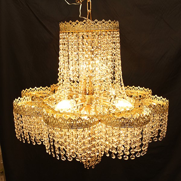 クラシックシャンデリア 6灯 ゴールド 1960-70's 6灯 ゴールドフレーム シャンデリア - アンティーク