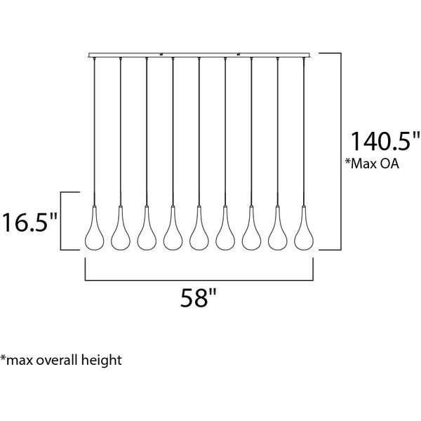 【ET2】アメリカ・シーリングペンダントライト「LARMES LED」9灯（W110×L1470×H420-3570mm）
