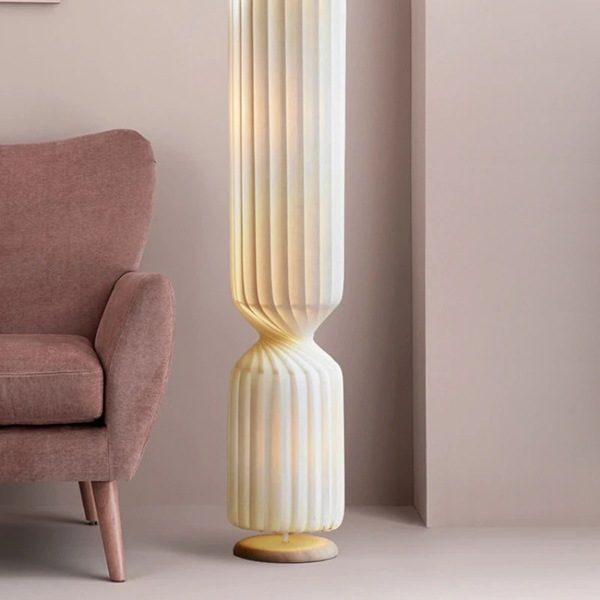 デザイン照明　シルクシェードフロアライト　ホワイト（H1070／1270／1470mm）