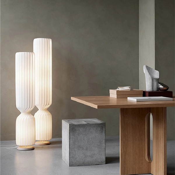 デザイン照明　シルクシェードフロアライト　ホワイト（H1070／1270／1470mm）