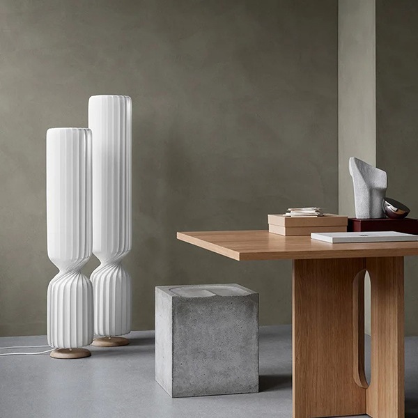 デザイン照明　シルクシェードフロアライト　ホワイト（H1070／1270／1470mm）