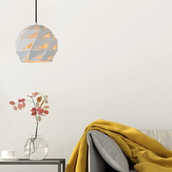 【LUCIDE】ベルギー　デザイン照明　ペンダントライト「MALUNGA」White　1灯（φ250×H200mm）