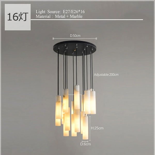 インテリア照明 大理石シェード LEDペンダントライト 16灯 ホワイト