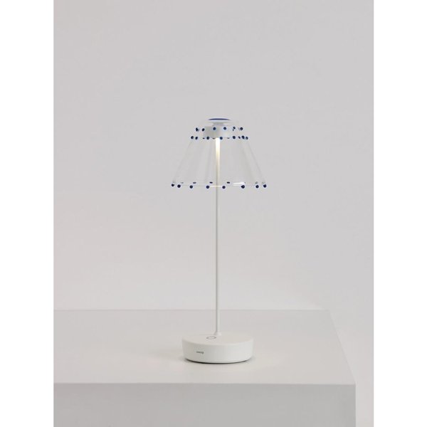 【50％OFF！アウトレット大特価セール】 【2台在庫有！】【zafferano】イタリア・ガラスカバー LED充電式テーブルライト スワップ プロ用 ブルー （Φ130×90mm）