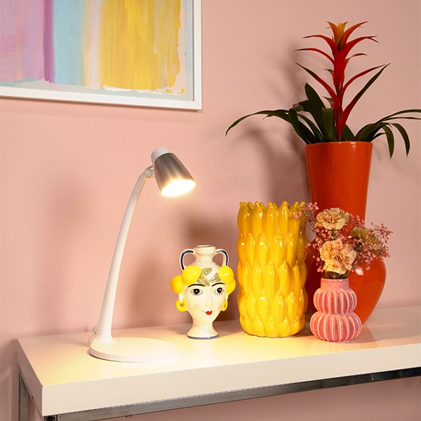 【LUCIDE】ベルギー デザイン照明 テーブルライト「LUDO」White(φ191×H402×D156mm)