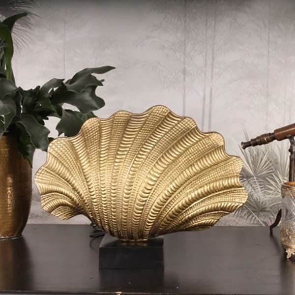 【1台在庫限り】【Dutch Style】オランダ-アンティーク調シェル型テーブルランプゴールド（W500×D200×H380mm）