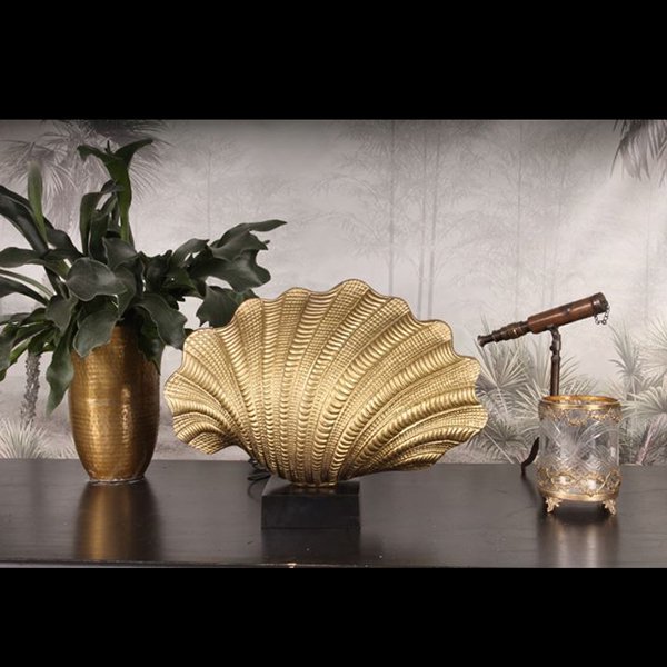 【1台在庫限り】【Dutch Style】オランダ-アンティーク調シェル型テーブルランプゴールド（W500×D200×H380mm）