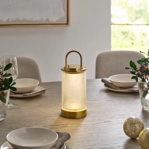 【TECH LIGHTING】アメリカ・テーブルライト「Tawa Accent Rechargeable Table Lamp」ゴールド(W115×D115×H280mm)