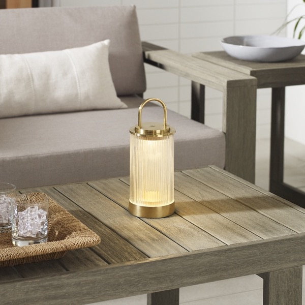 【TECH LIGHTING】アメリカ・テーブルライト「Tawa Accent Rechargeable Table Lamp」ゴールド(W115×D115×H280mm)