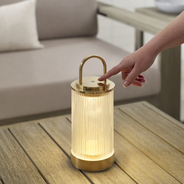 【TECH LIGHTING】アメリカ・テーブルライト「Tawa Accent Rechargeable Table Lamp」ゴールド(W115×D115×H280mm)
