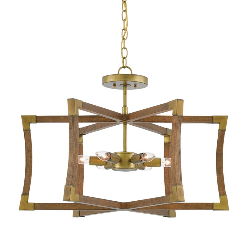 【CURREY】アメリカ・ペンダントライト 6灯「Bastian」ブラウン（φ685×H476mm）