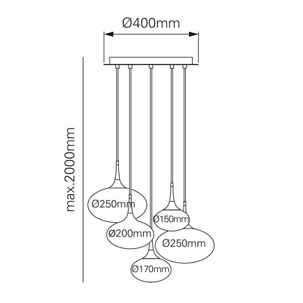 【MARETTI】オランダ・ペンダントライト「PARADISO」ラウンド　5灯  Opaque（φ150～250mm）
