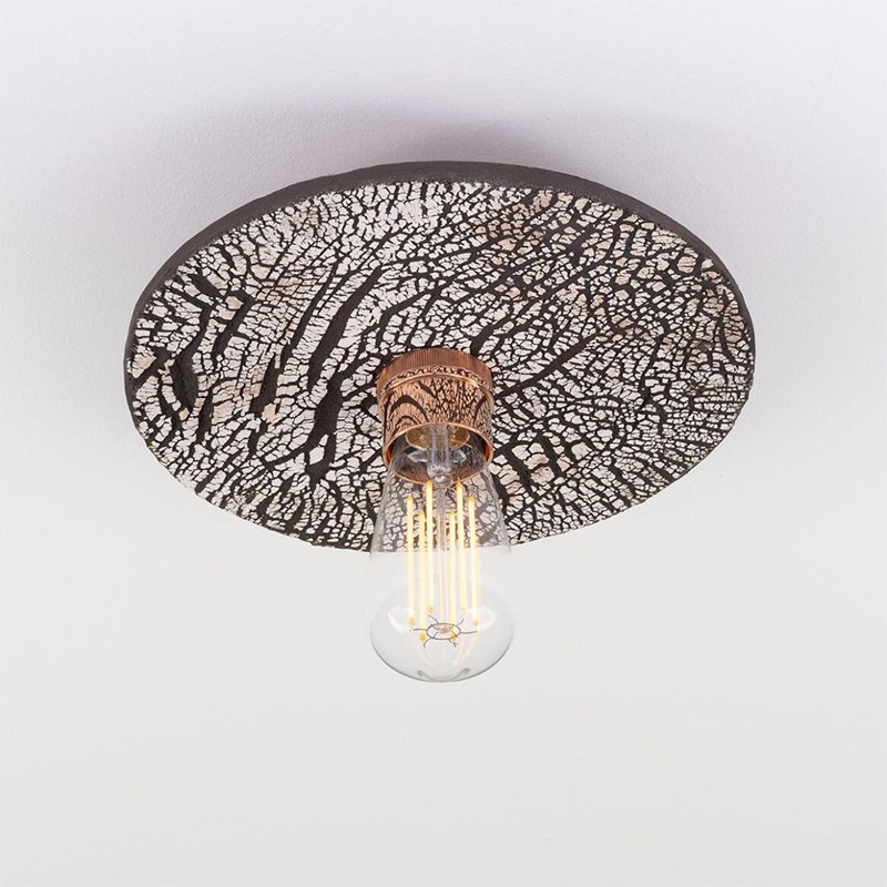 【Mullan】アイルランド「Bog Oak-Organic Ceramic」ディスクシーリングライト 1灯 ブラッククレイ（φ280×Ｄ100mm）