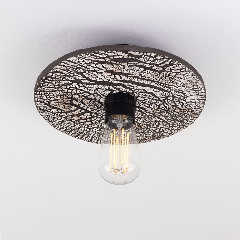 【Mullan】アイルランド「Bog Oak-Organic Ceramic」ディスクシーリングライト 1灯 ブラッククレイ（φ280×Ｄ100mm）