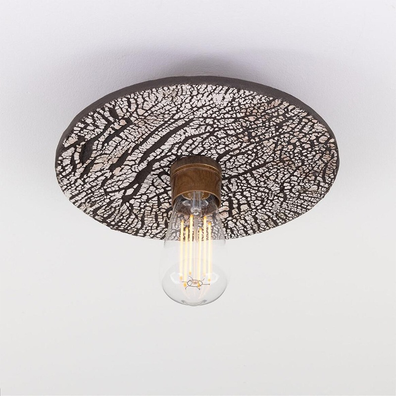 【Mullan】アイルランド「Bog Oak-Organic Ceramic」ディスクシーリングライト 1灯 ブラッククレイ（φ280×Ｄ100mm）
