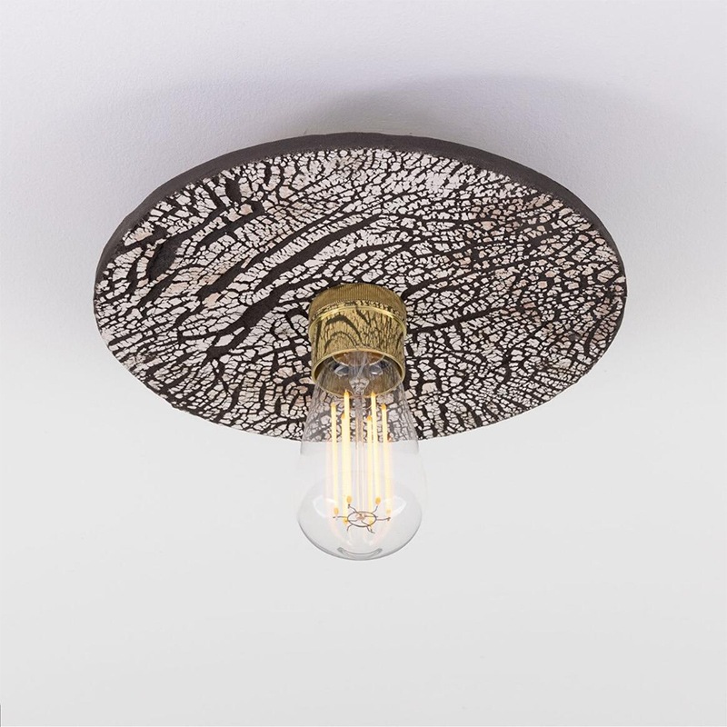 【Mullan】アイルランド「Bog Oak-Organic Ceramic」ディスクシーリングライト 1灯 ブラッククレイ（φ280×Ｄ100mm）