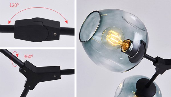 ガラスシェードペンダントライト9灯・ゴールドorブラック（L1980×W800×H690mm)