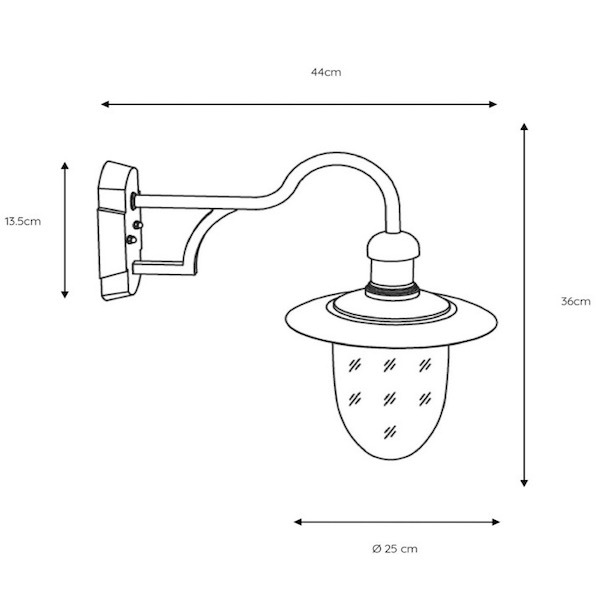 【LUCIDE】ベルギー インドア/アウトドアウォールライト「ARUBA」Black 1灯(W250×D440×H360mm)