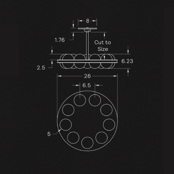 【ALLIED MAKER】 アメリカ・インテリア照明「Array 9 Chandelier」ペンダントライト 18灯 カスタムカラー (W661×D661×H159mm)