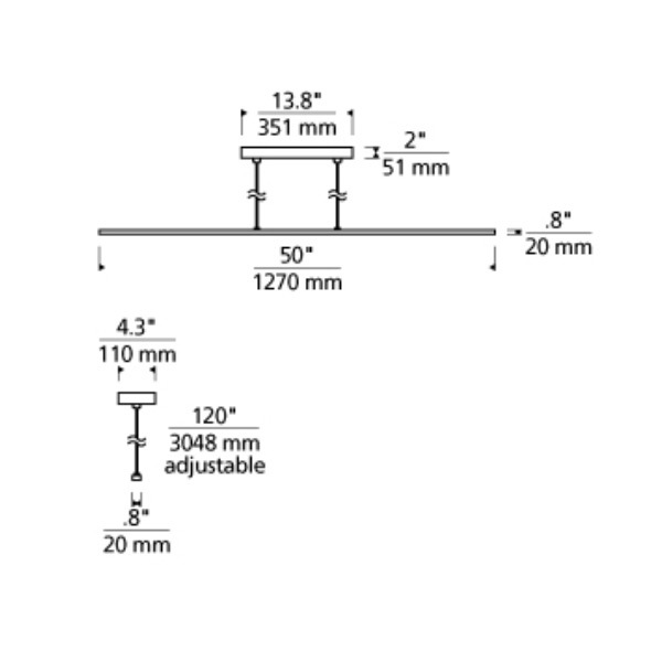 【TECH LIGHTING】アメリカ・ライナーペンダントライト「ESSENCE TRIO」1灯Aged Brass(W1270×H20mm)