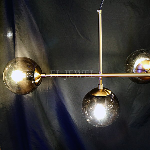 【REBLE】デザインガラスボールシェード照明 6灯 ゴールド/ブラック(W1200×H450mm)