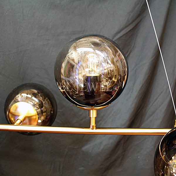 【REBLE】デザインガラスボールシェード照明 6灯 ゴールド/ブラック(W1200×H450mm)