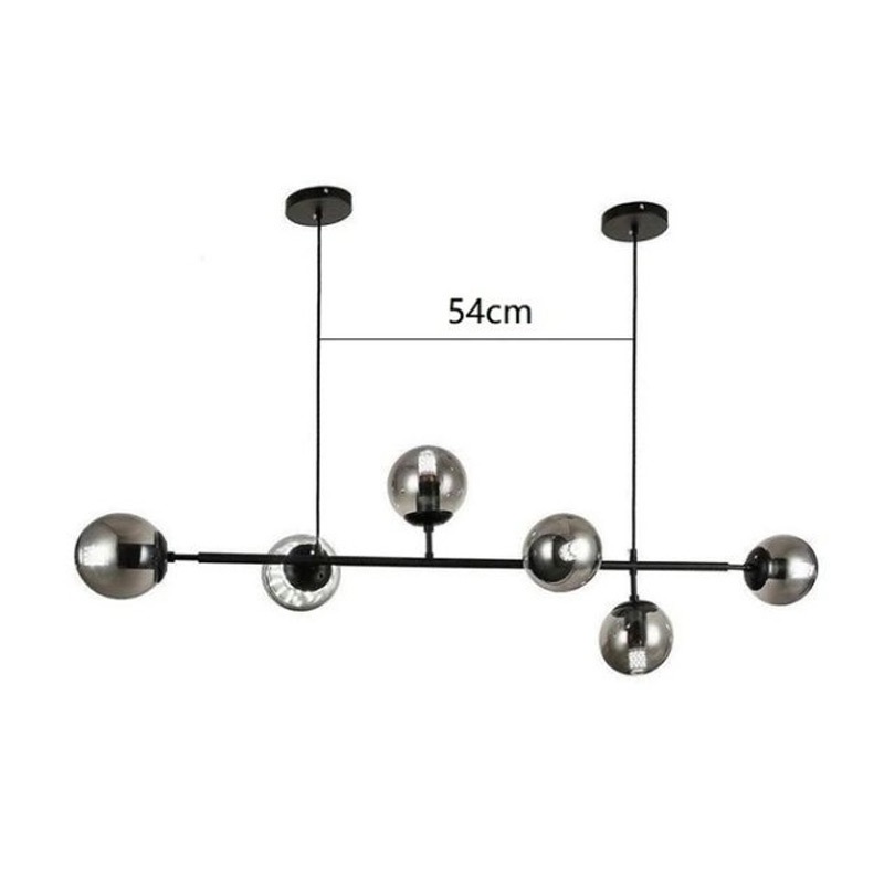 【REBLE】デザインガラスボールシェード照明 6灯 ゴールド/ブラック(W1200×H450mm)