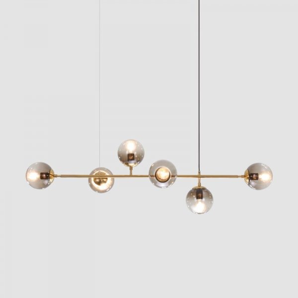 【REBLE】デザインガラスボールシェード照明 6灯 ゴールド/ブラック(W1200×H450mm)