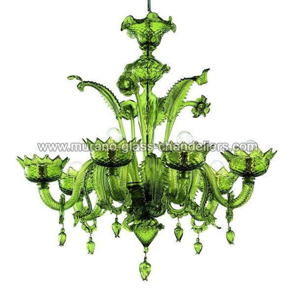 【MURANO GLASS CHANDELIERS】イタリア・ヴェネチアンガラスシャンデリア6灯「CASANOVA」（W750×H750mm）